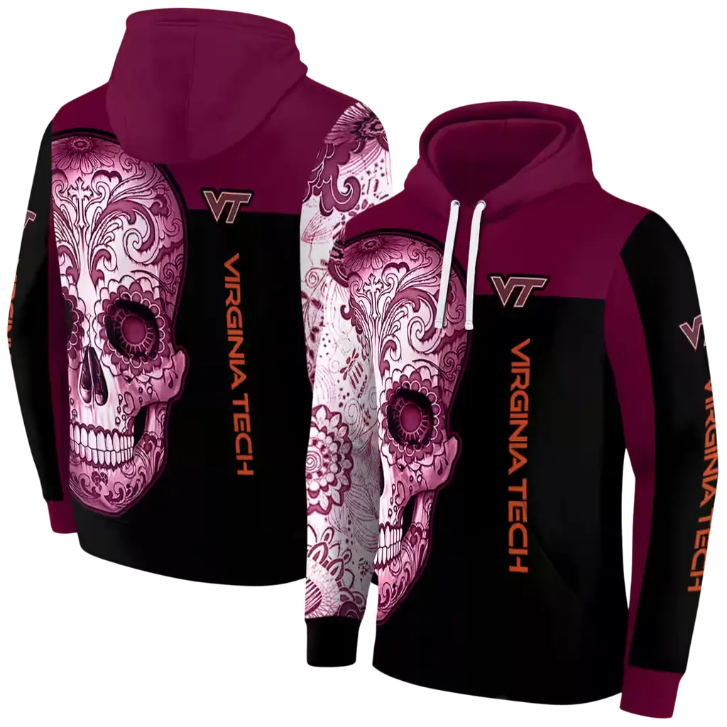 virginia tech hokies sugar skull maroon black hoodie fashion forward virginia tech hokies sugar skull maroon black hoodie fashion forward