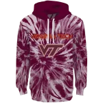 virginia tech hokies tie dye pattern maroon hoodie best selling