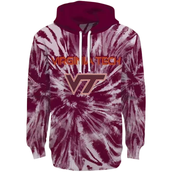 virginia tech hokies tie dye pattern maroon hoodie best selling