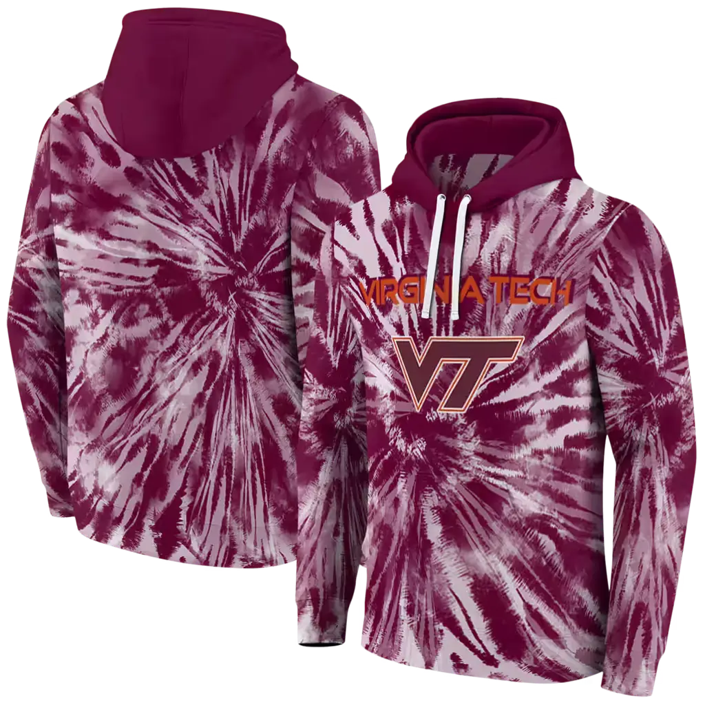 virginia tech hokies tie dye pattern maroon hoodie fashion forward virginia tech hokies tie dye pattern maroon hoodie fashion forward