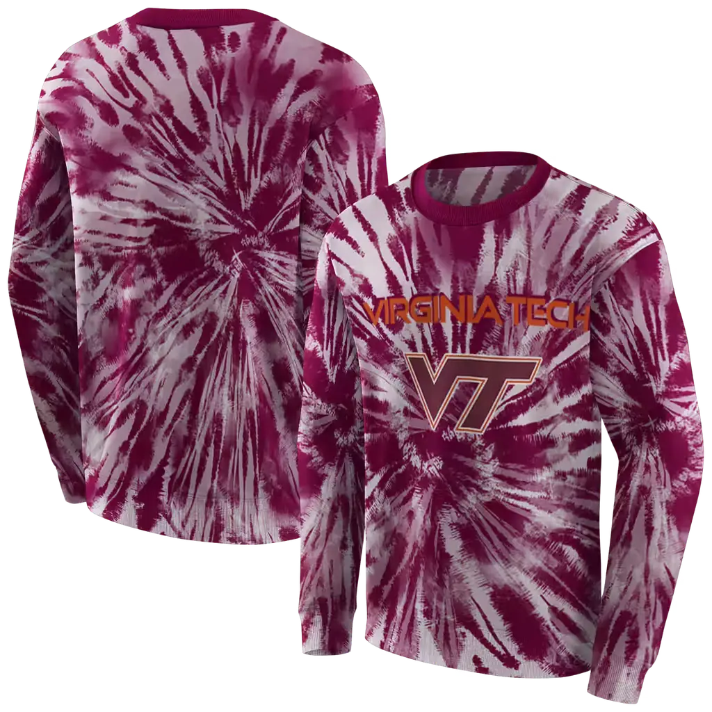 virginia tech hokies tie dye pattern maroon hoodie premium grade virginia tech hokies tie dye pattern maroon hoodie premium grade