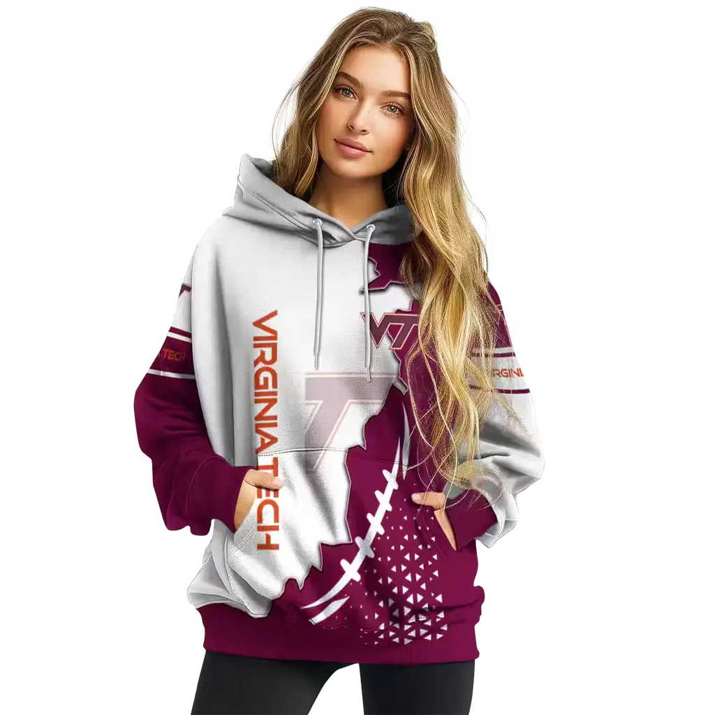 virginia tech hokies triangular pattern maroon white hoodie high quality virginia tech hokies triangular pattern maroon white hoodie high quality