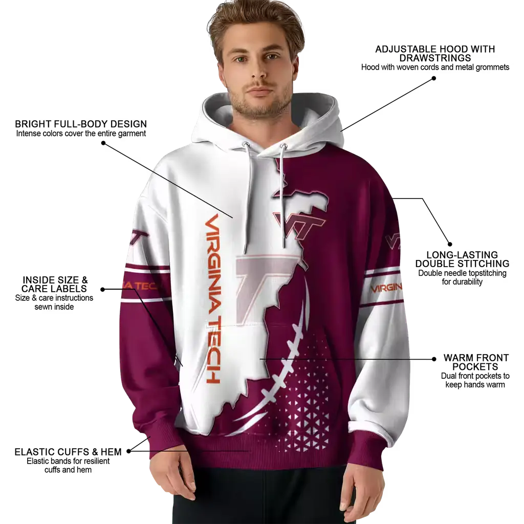 virginia tech hokies triangular pattern maroon white hoodie latest model virginia tech hokies triangular pattern maroon white hoodie latest model