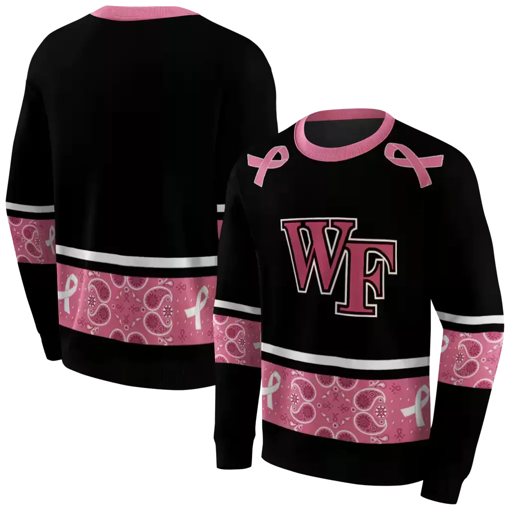 wake forest demon deacons awareness ribbon black pink hoodie premium grade wake forest demon deacons awareness ribbon black pink hoodie premium grade