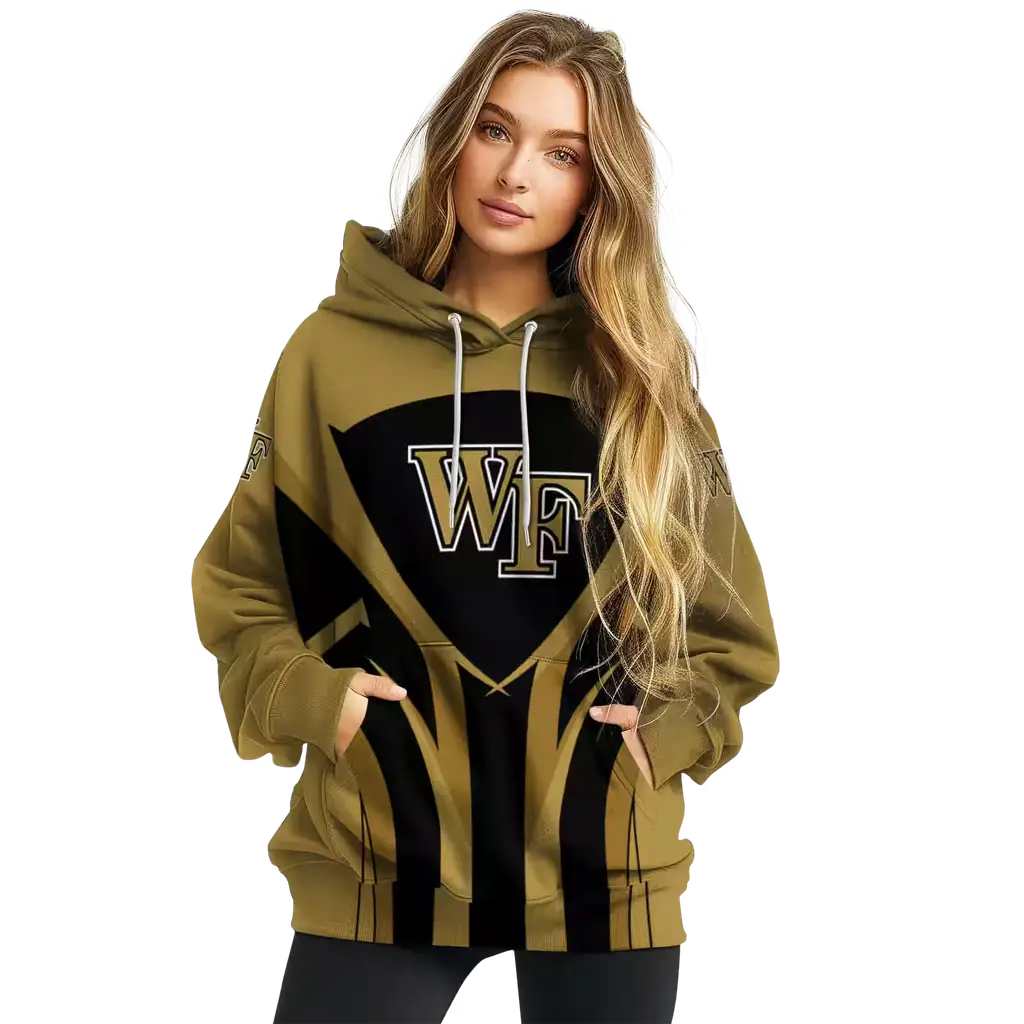 wake forest demon deacons concentric lines gold black hoodie high quality wake forest demon deacons concentric lines gold black hoodie high quality