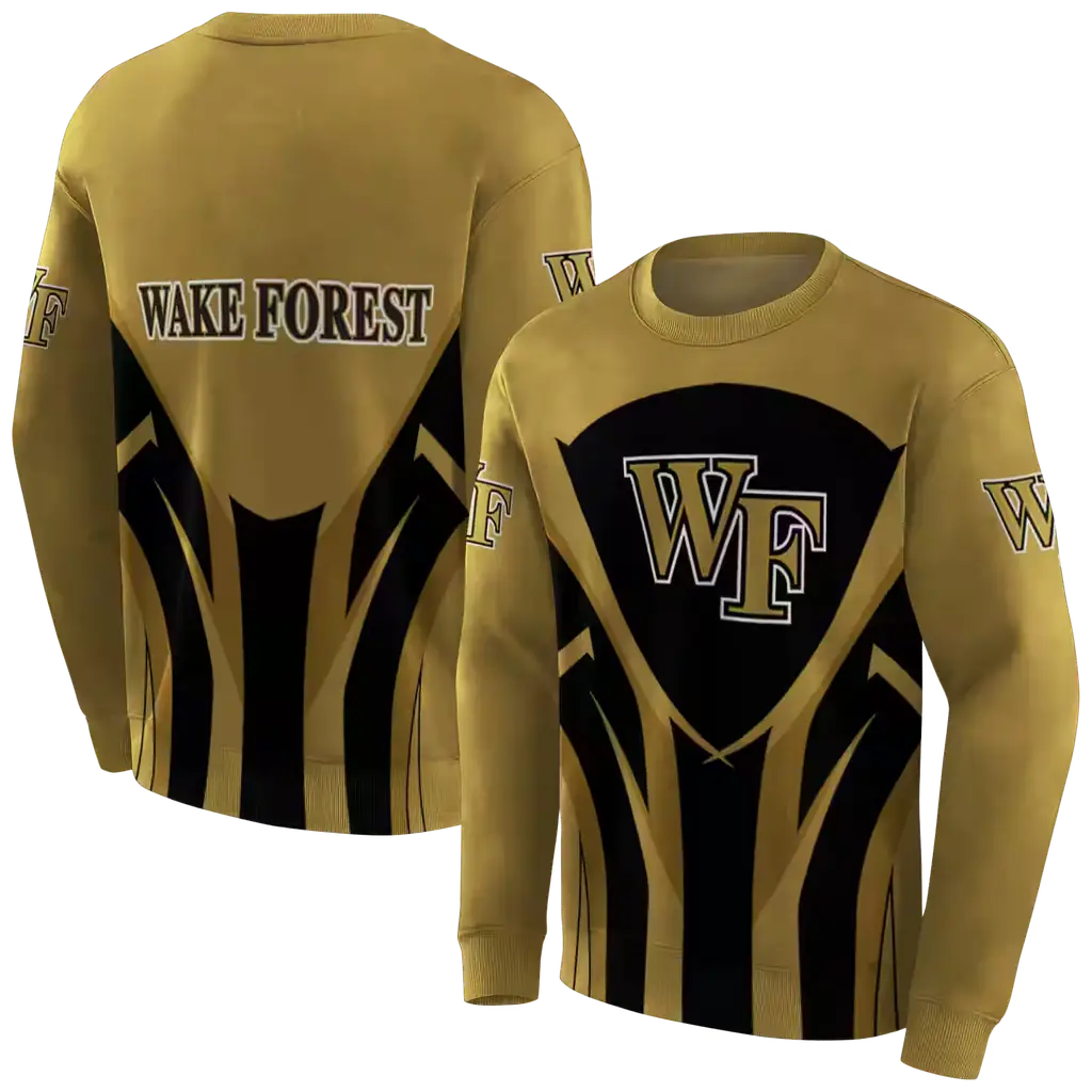 wake forest demon deacons concentric lines gold black hoodie premium grade wake forest demon deacons concentric lines gold black hoodie premium grade