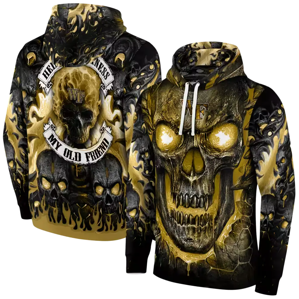 wake forest demon deacons demonic skull gold black hoodie fashion forward wake forest demon deacons demonic skull gold black hoodie fashion forward