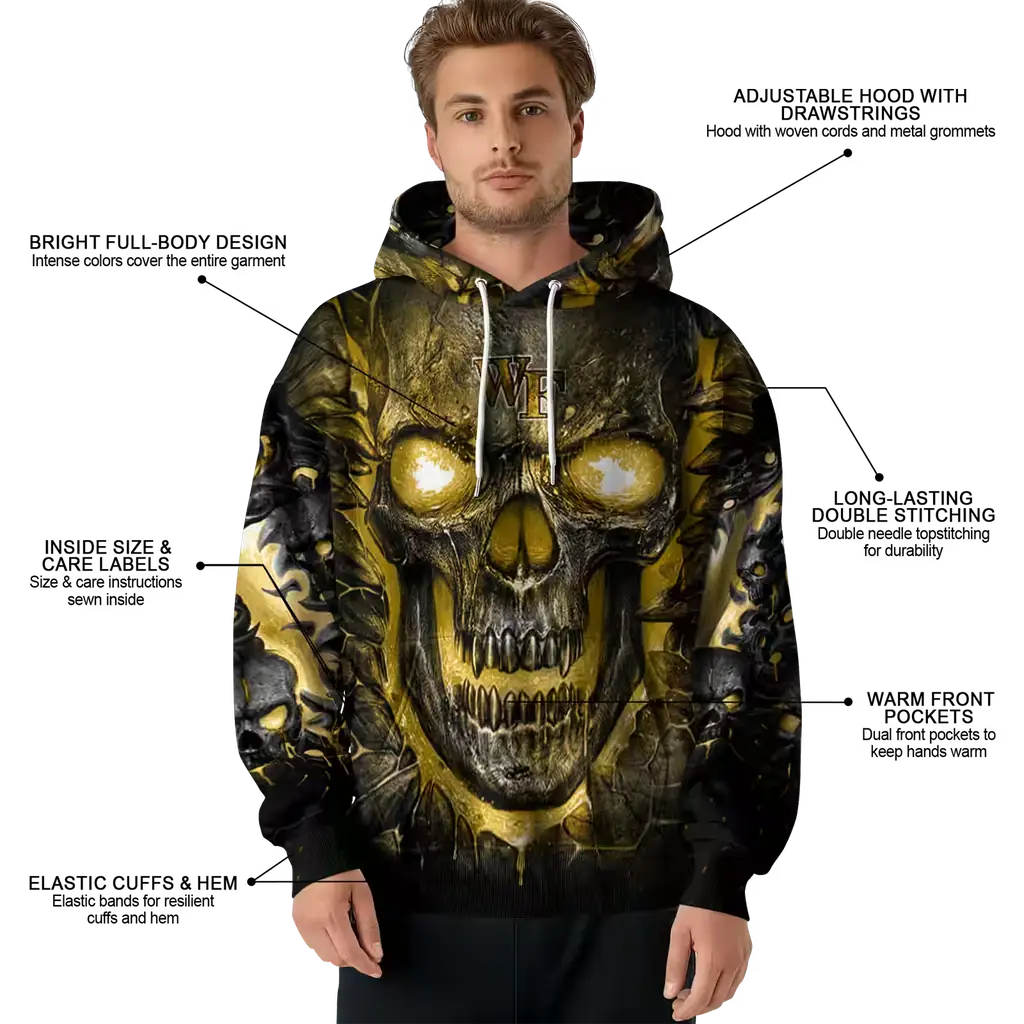 wake forest demon deacons demonic skull gold black hoodie latest model wake forest demon deacons demonic skull gold black hoodie latest model
