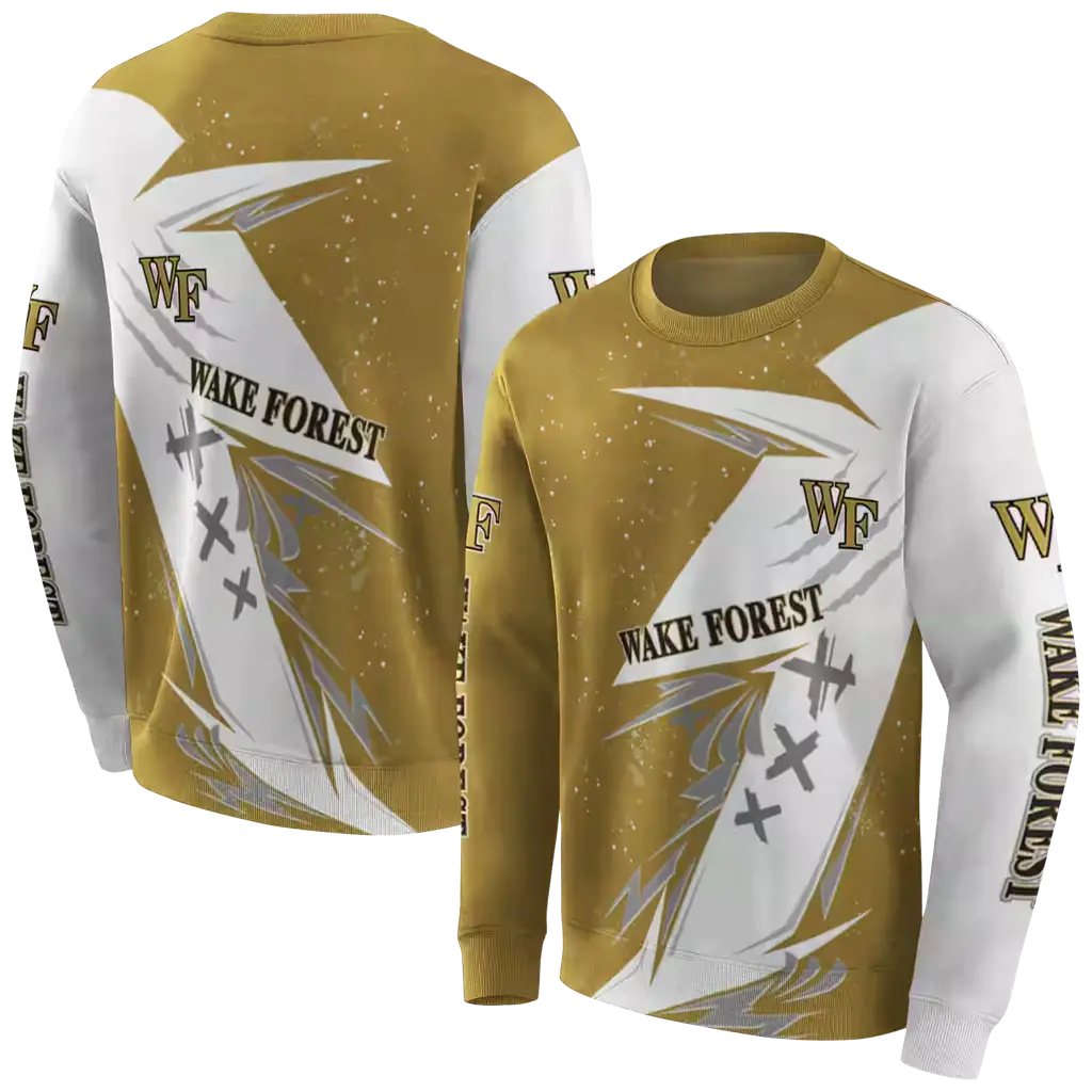 wake forest demon deacons dynamic slash gold white hoodie premium grade wake forest demon deacons dynamic slash gold white hoodie premium grade