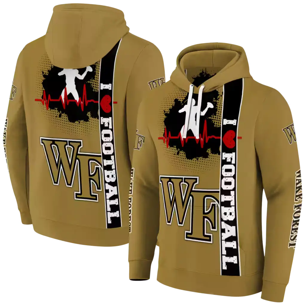 wake forest demon deacons football heartbeat gold hoodie fashion forward wake forest demon deacons football heartbeat gold hoodie fashion forward