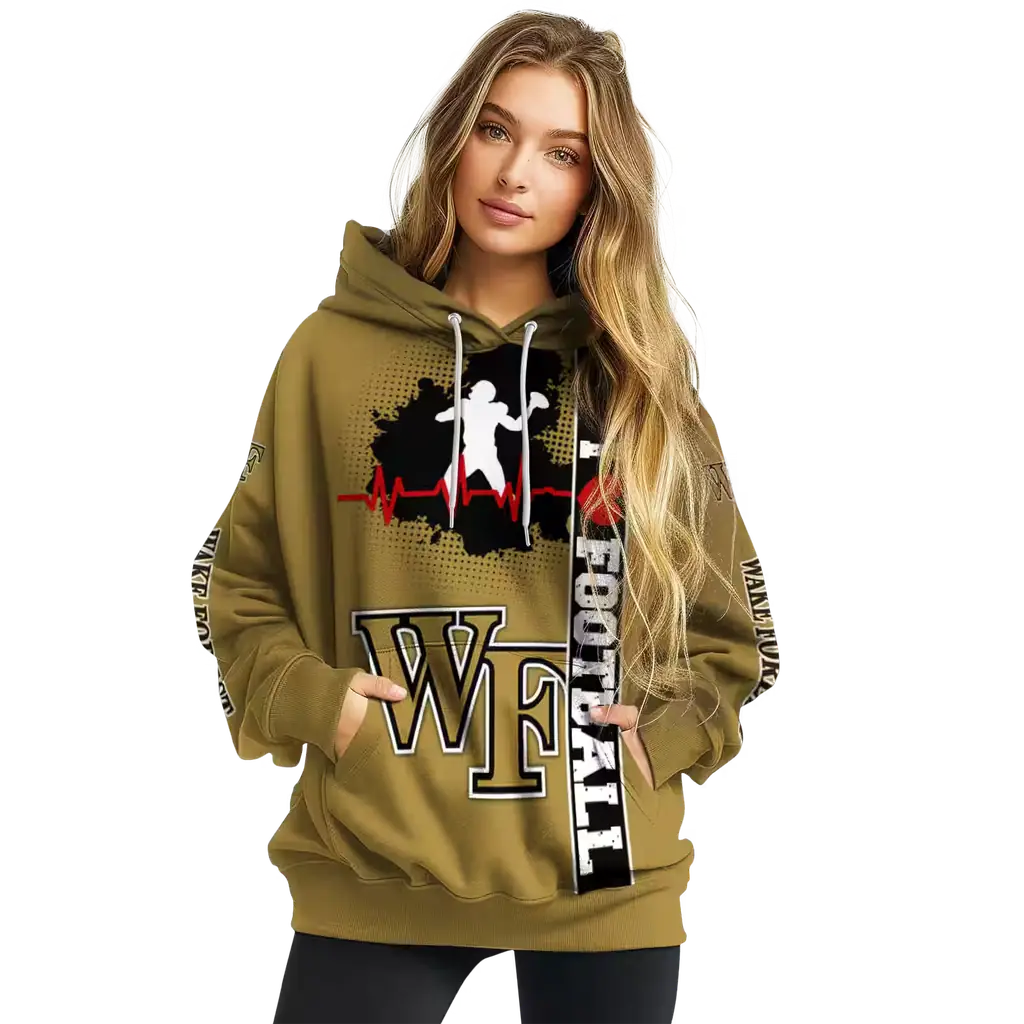 wake forest demon deacons football heartbeat gold hoodie high quality wake forest demon deacons football heartbeat gold hoodie high quality