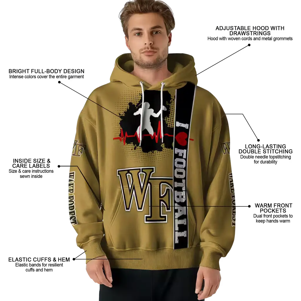 wake forest demon deacons football heartbeat gold hoodie latest model wake forest demon deacons football heartbeat gold hoodie latest model