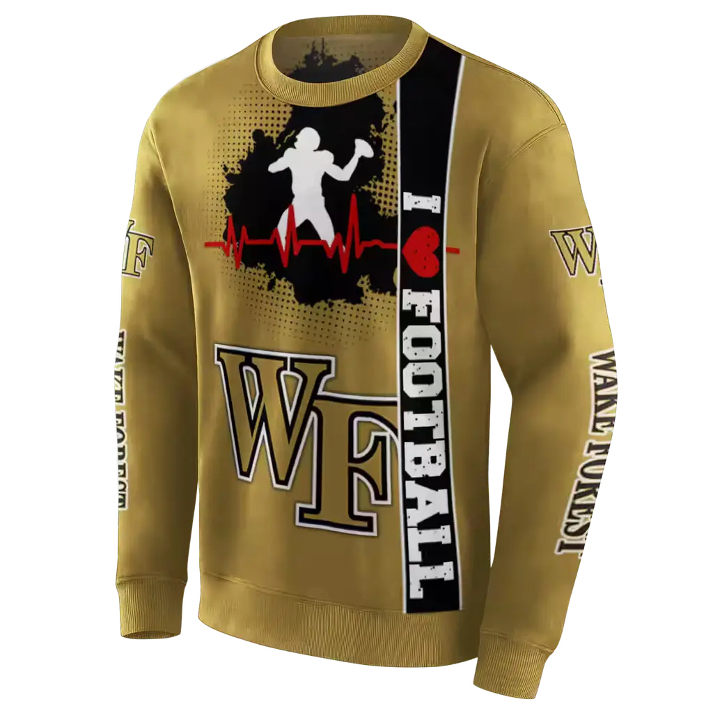 wake forest demon deacons football heartbeat gold hoodie new arrival wake forest demon deacons football heartbeat gold hoodie new arrival