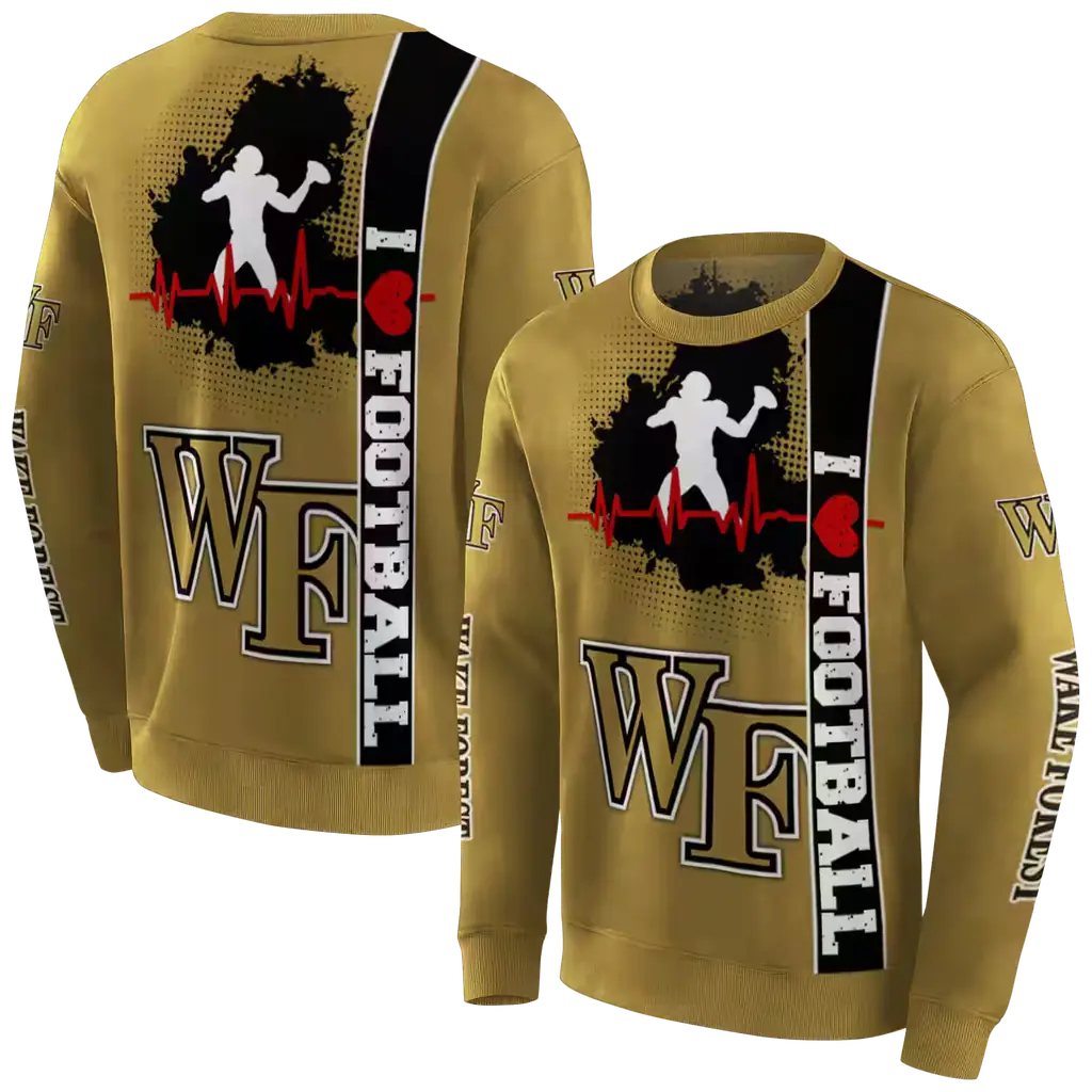 wake forest demon deacons football heartbeat gold hoodie premium grade wake forest demon deacons football heartbeat gold hoodie premium grade