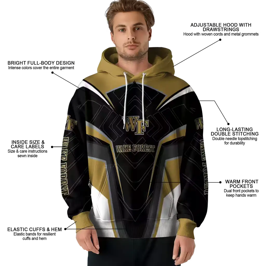 wake forest demon deacons futuristic pattern gold black hoodie latest model wake forest demon deacons futuristic pattern gold black hoodie latest model
