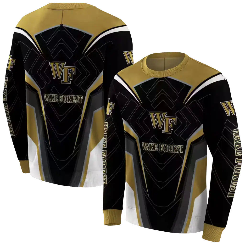 wake forest demon deacons futuristic pattern gold black hoodie premium grade wake forest demon deacons futuristic pattern gold black hoodie premium grade