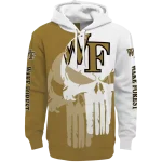 wake forest demon deacons graphic punisher gold white hoodie best selling
