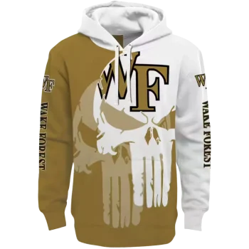 wake forest demon deacons graphic punisher gold white hoodie best selling