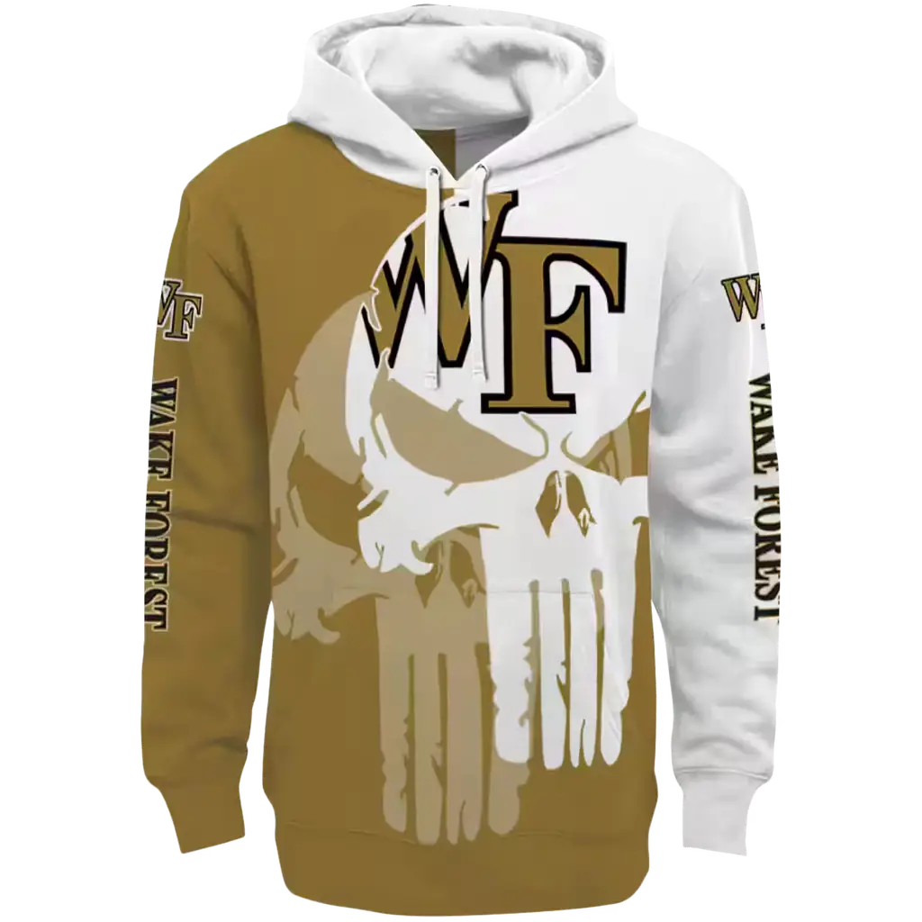 wake forest demon deacons graphic punisher gold white hoodie best selling wake forest demon deacons graphic punisher gold white hoodie best selling