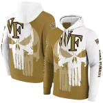 wake forest demon deacons graphic punisher gold white hoodie best selling