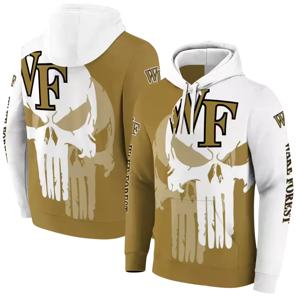 wake forest demon deacons graphic punisher gold white hoodie fashion forward wake forest demon deacons graphic punisher gold white hoodie fashion forward
