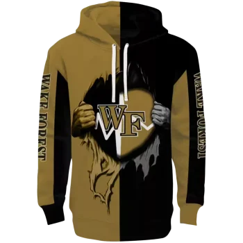 wake forest demon deacons heartbeat graphic gold hoodie best selling