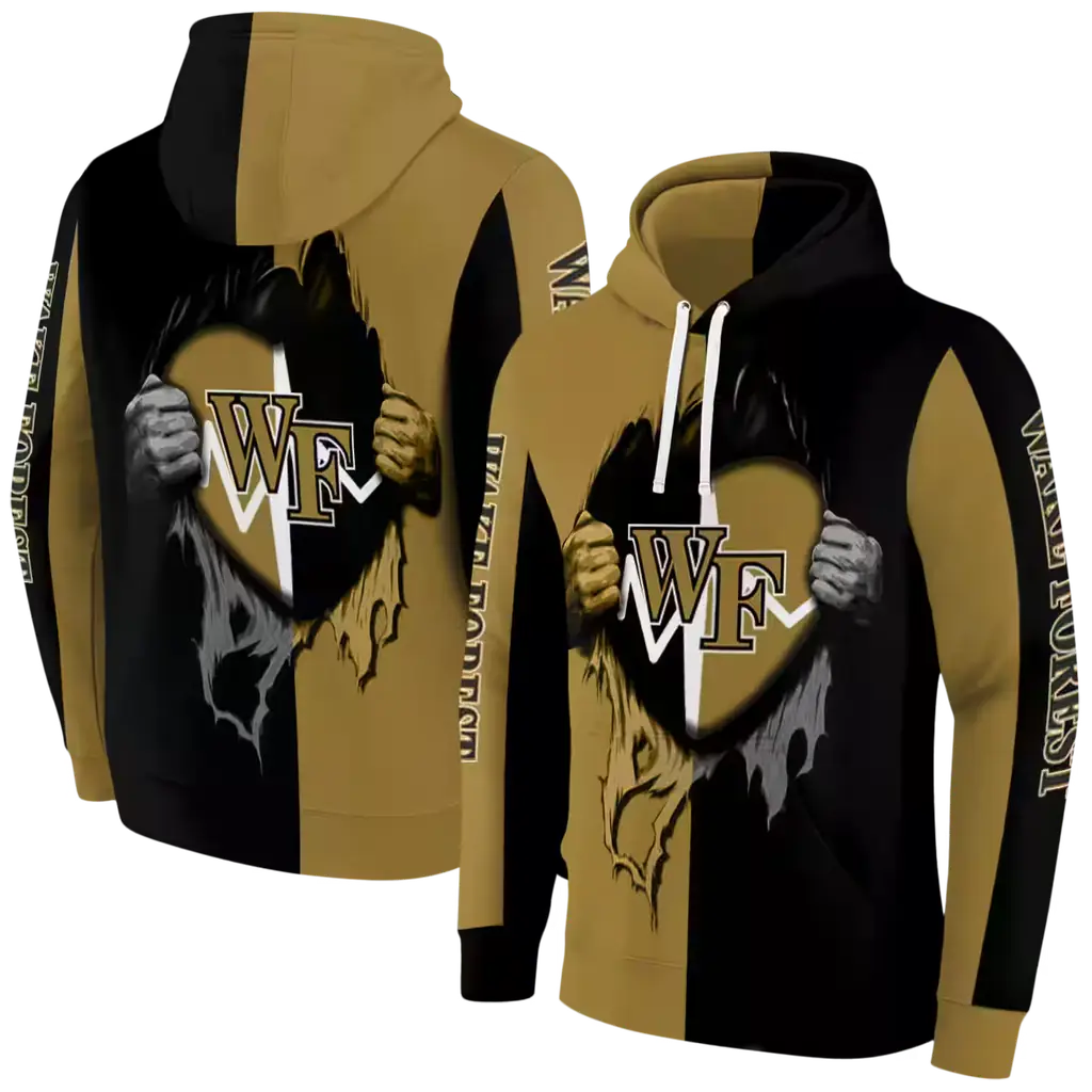 wake forest demon deacons heartbeat graphic gold hoodie fashion forward wake forest demon deacons heartbeat graphic gold hoodie fashion forward