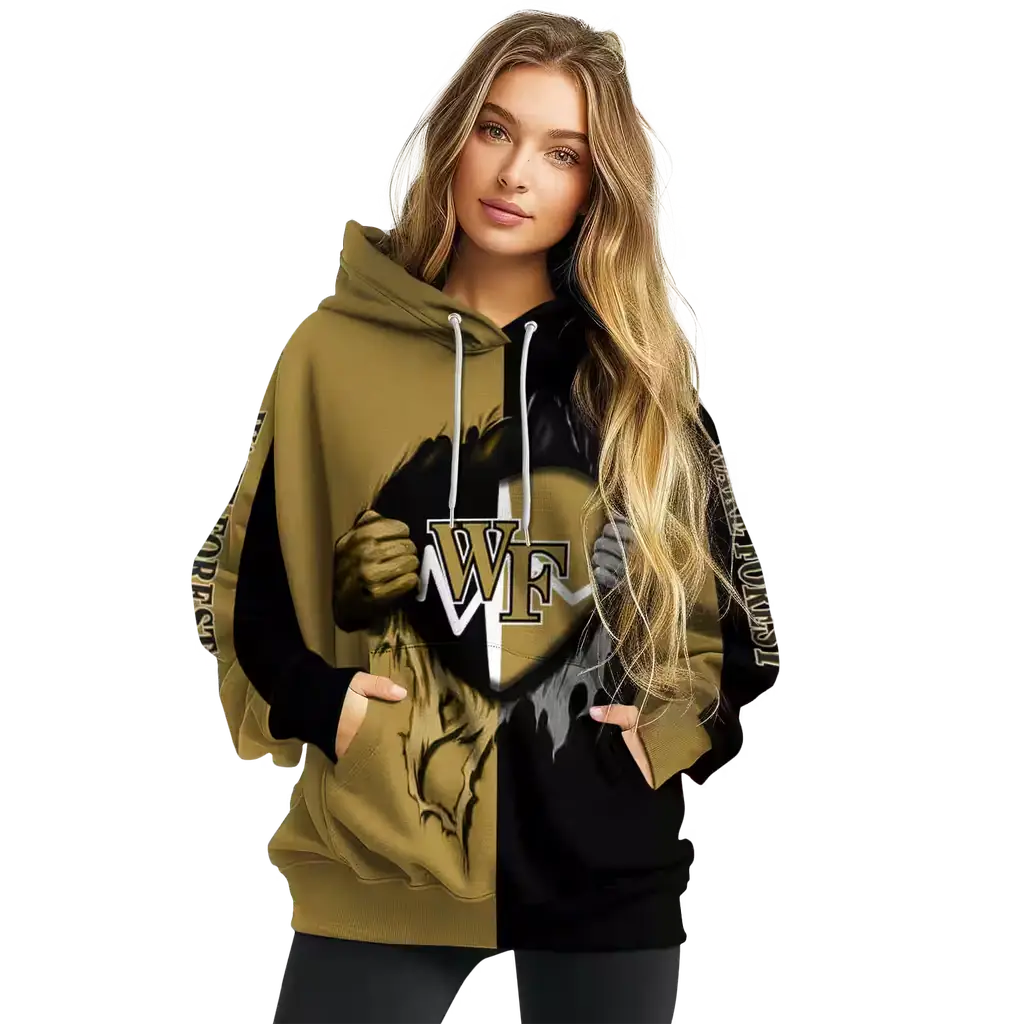 wake forest demon deacons heartbeat graphic gold hoodie high quality wake forest demon deacons heartbeat graphic gold hoodie high quality