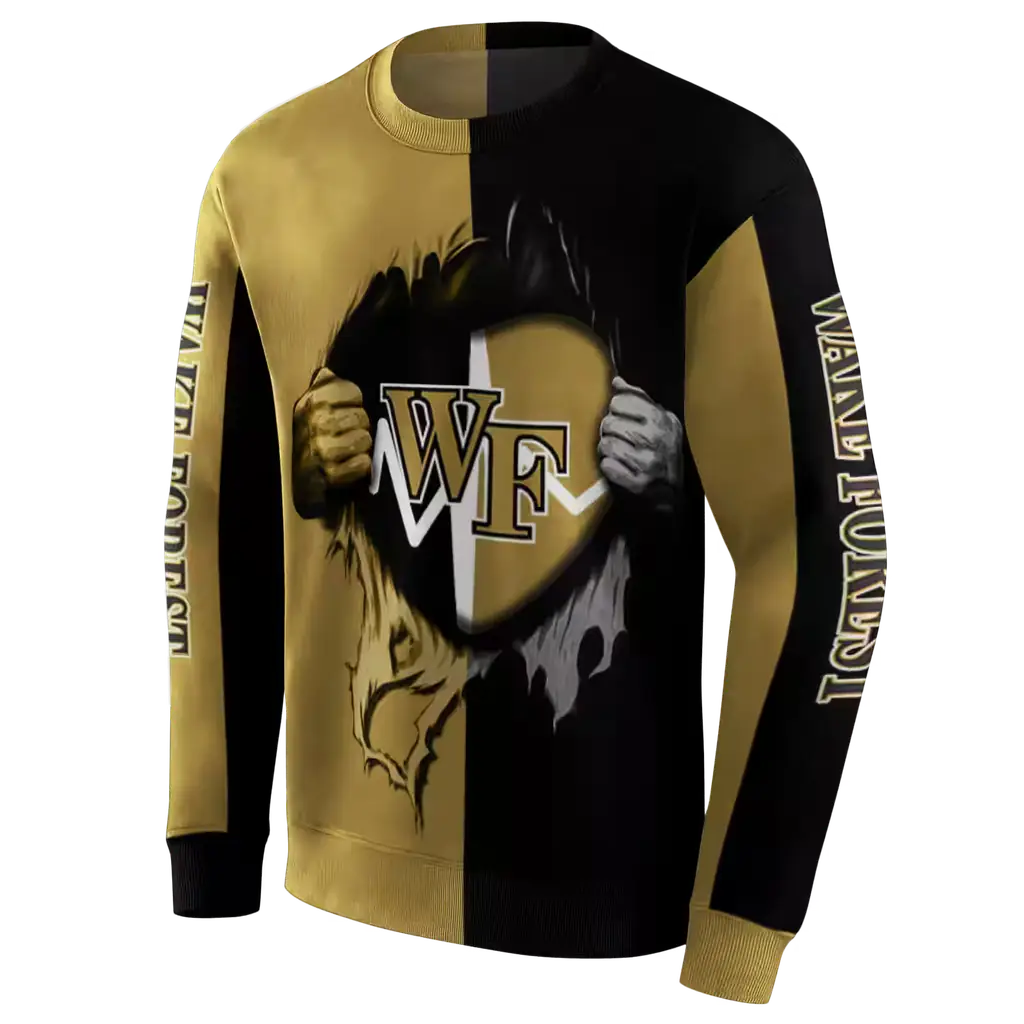 wake forest demon deacons heartbeat graphic gold hoodie new arrival wake forest demon deacons heartbeat graphic gold hoodie new arrival