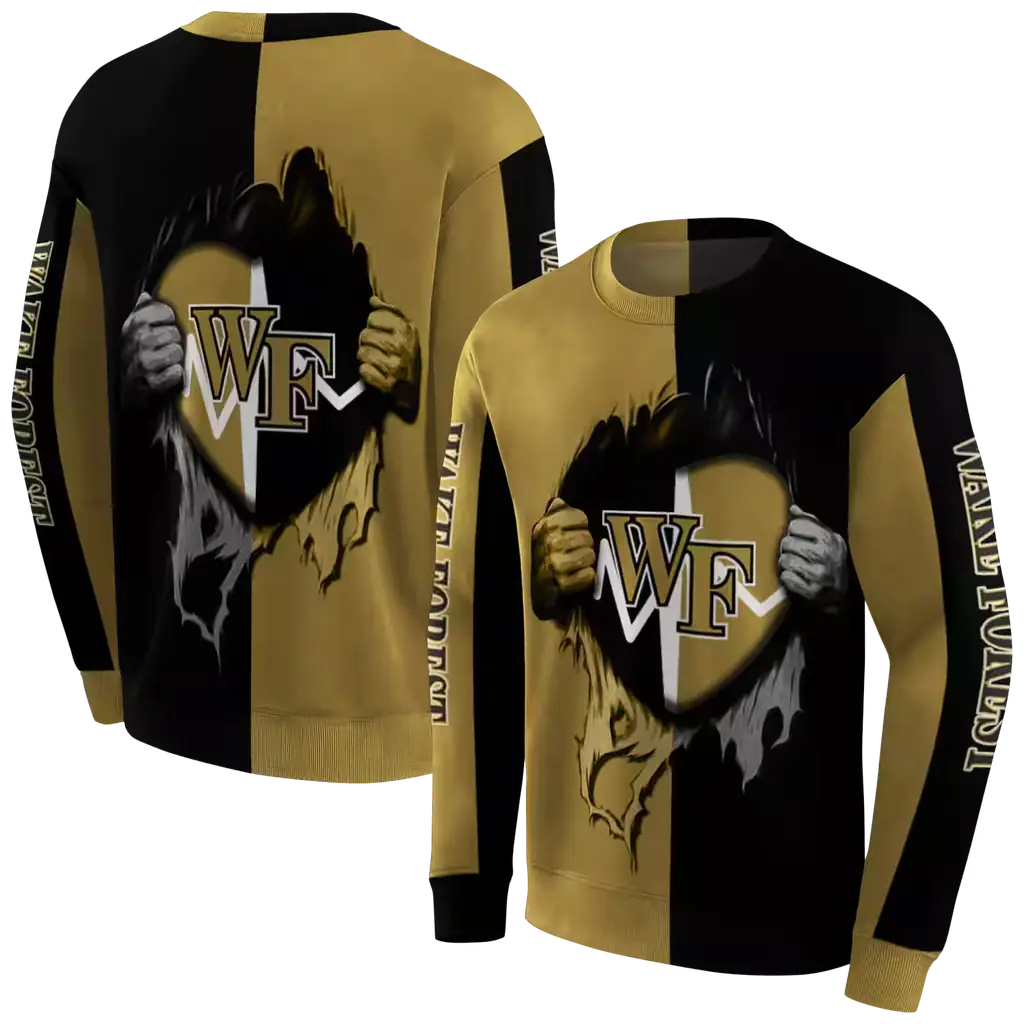 wake forest demon deacons heartbeat graphic gold hoodie premium grade wake forest demon deacons heartbeat graphic gold hoodie premium grade