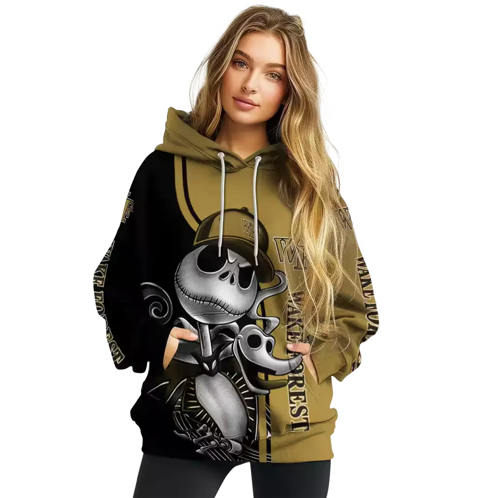 wake forest demon deacons jack skellington gold hoodie high quality wake forest demon deacons jack skellington gold hoodie high quality