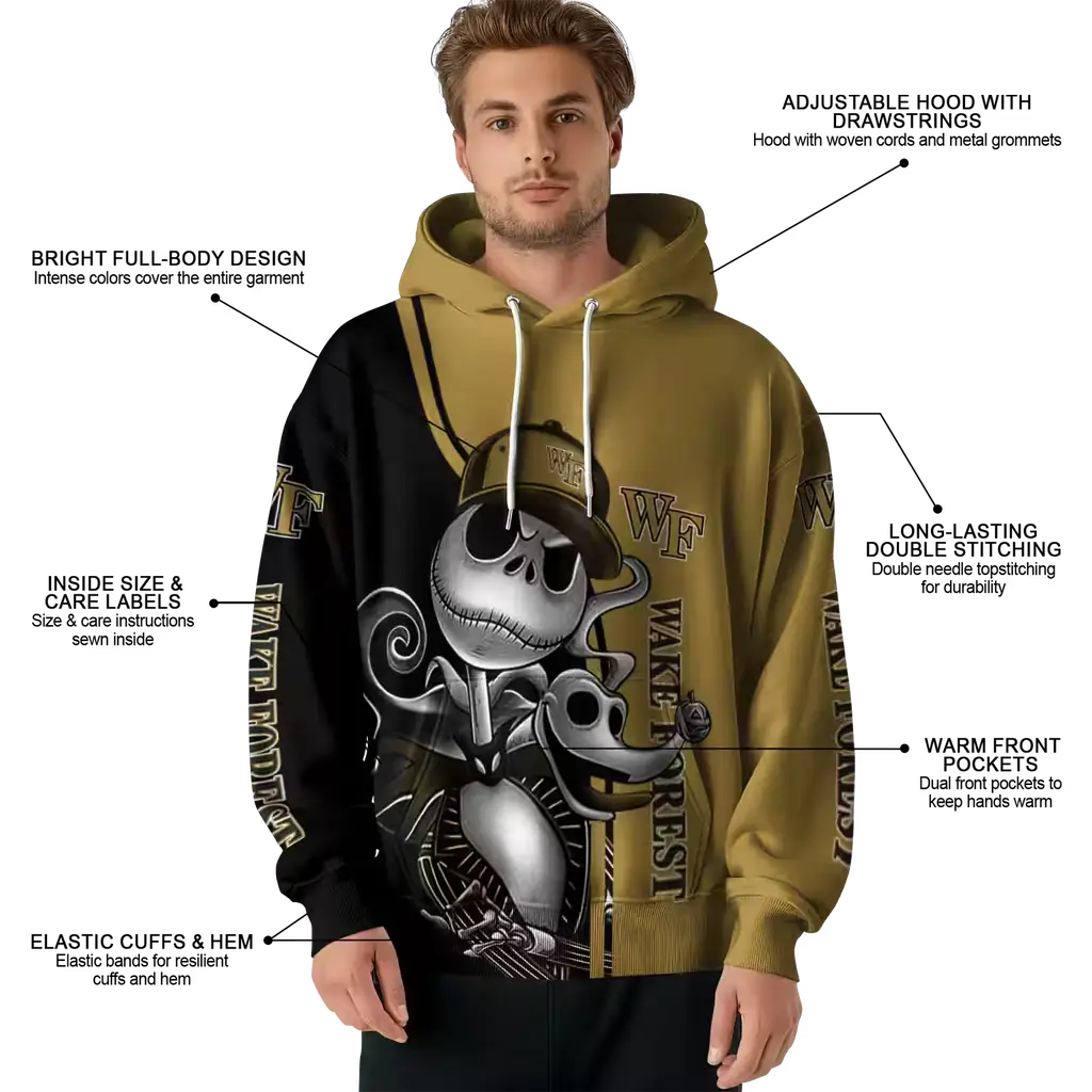 wake forest demon deacons jack skellington gold hoodie latest model wake forest demon deacons jack skellington gold hoodie latest model