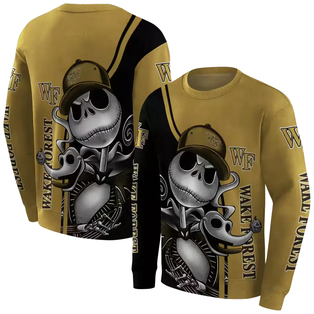 wake forest demon deacons jack skellington gold hoodie premium grade wake forest demon deacons jack skellington gold hoodie premium grade