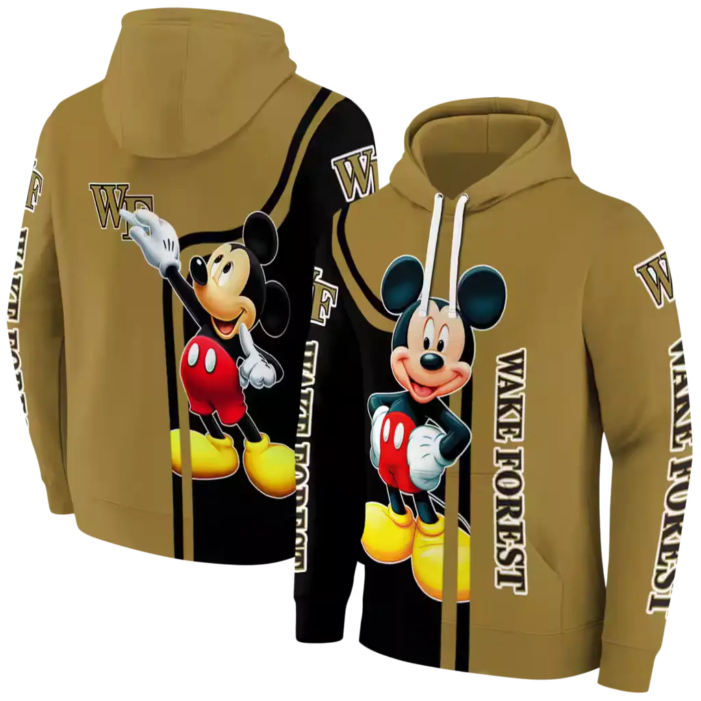 wake forest demon deacons mickey mouse gold black hoodie fashion forward wake forest demon deacons mickey mouse gold black hoodie fashion forward