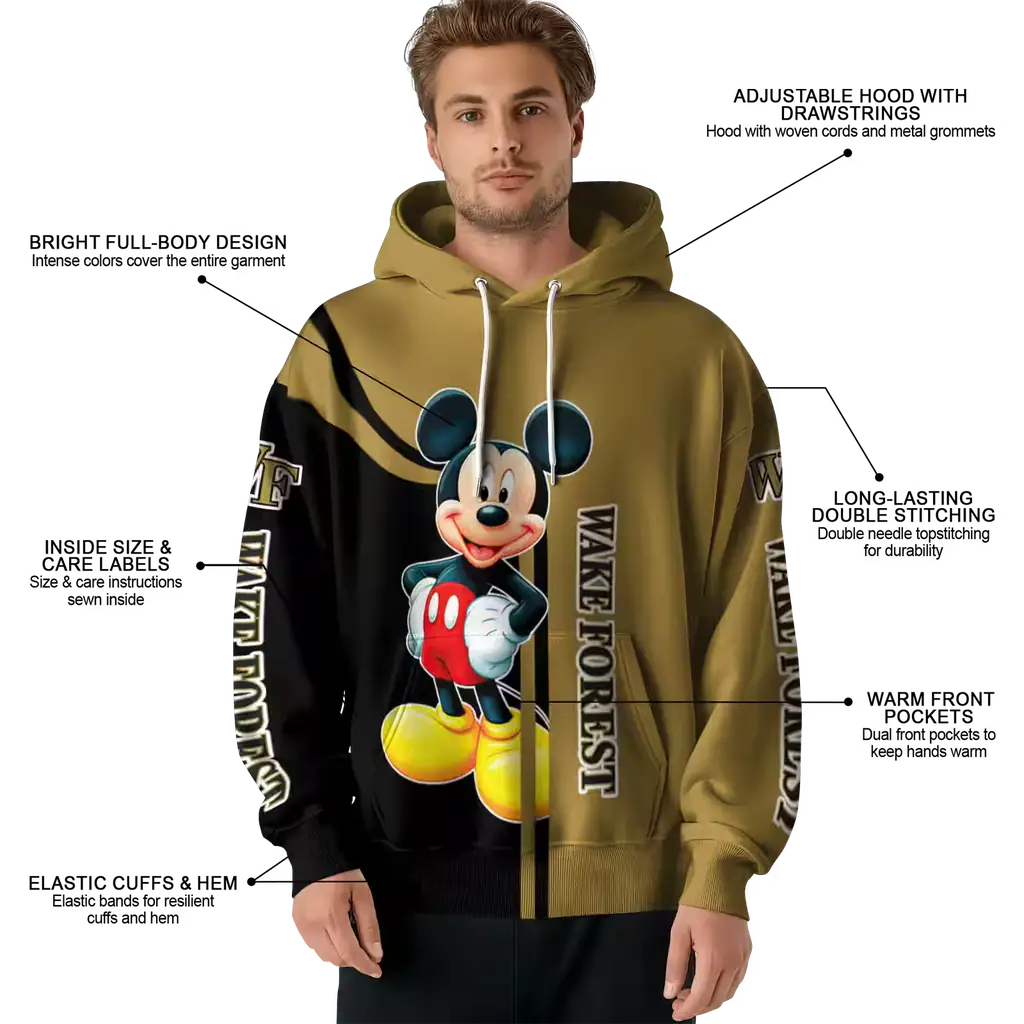 wake forest demon deacons mickey mouse gold black hoodie latest model wake forest demon deacons mickey mouse gold black hoodie latest model