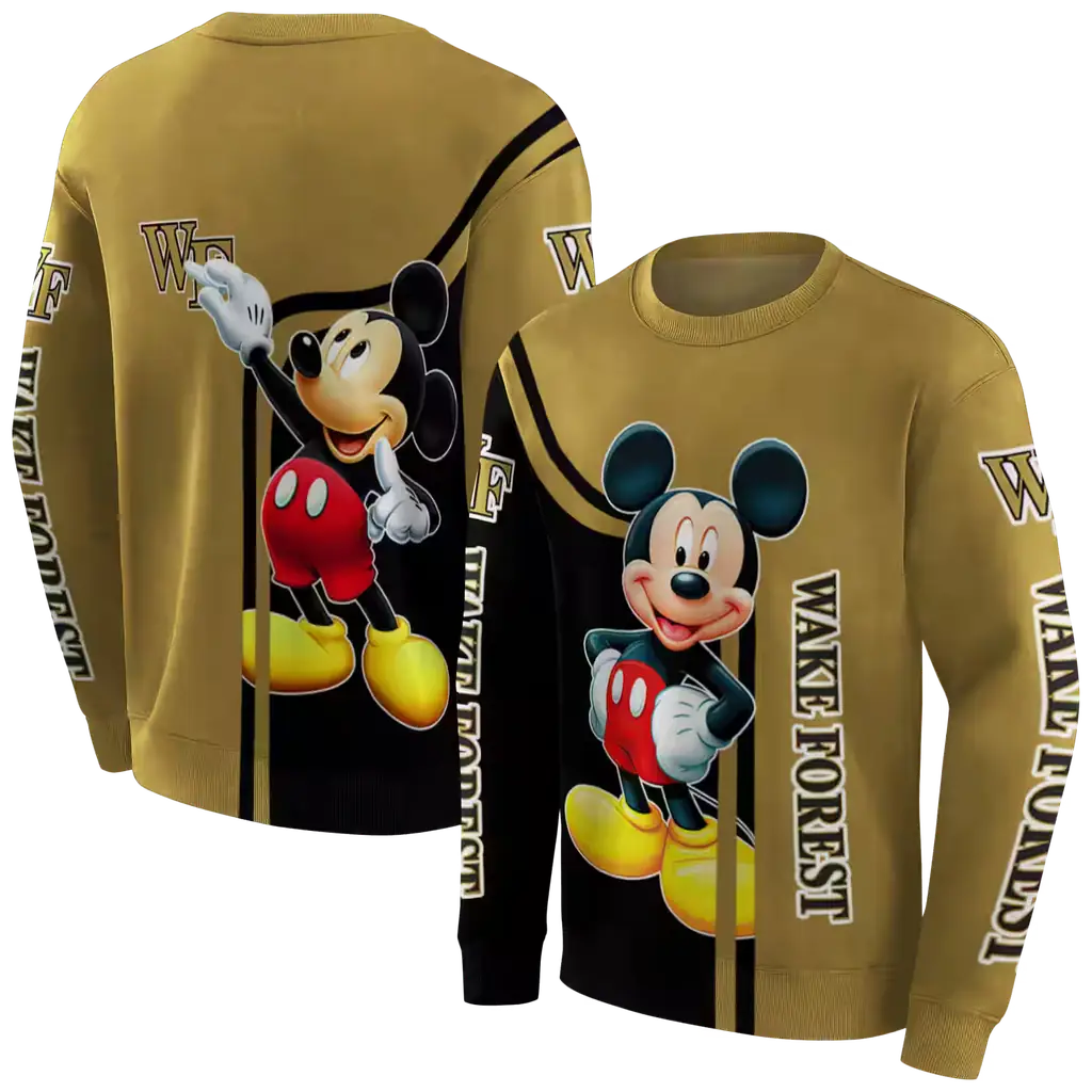 wake forest demon deacons mickey mouse gold black hoodie premium grade wake forest demon deacons mickey mouse gold black hoodie premium grade