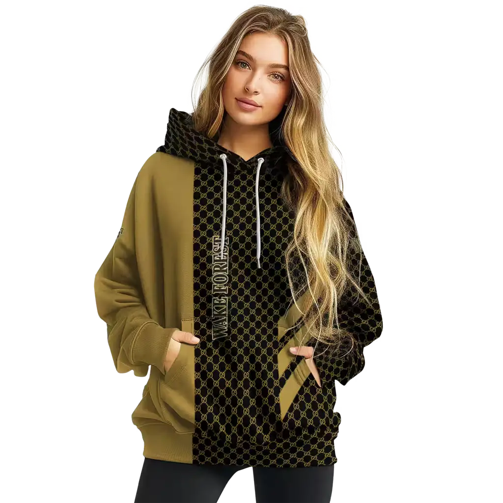 wake forest demon deacons monogram pattern gold hoodie high quality wake forest demon deacons monogram pattern gold hoodie high quality