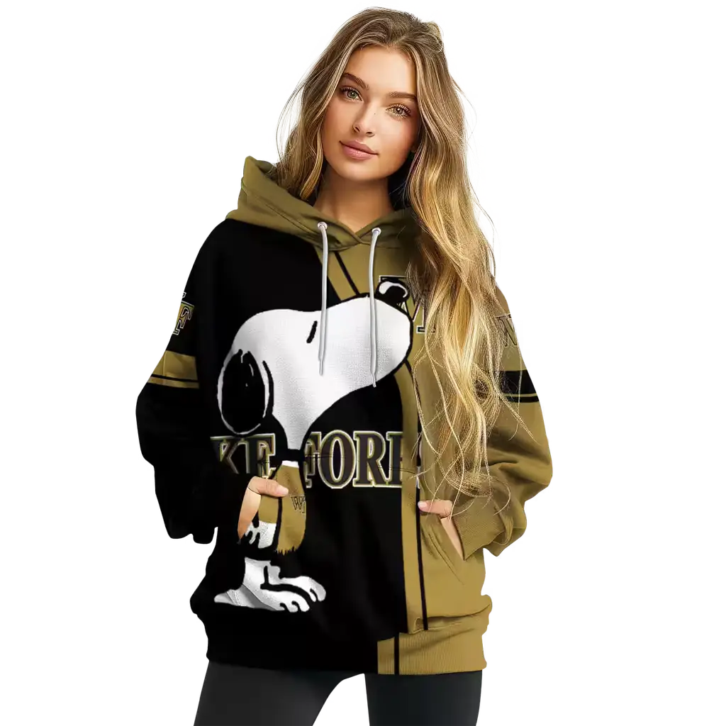 wake forest demon deacons playful snoopy gold hoodie high quality wake forest demon deacons playful snoopy gold hoodie high quality