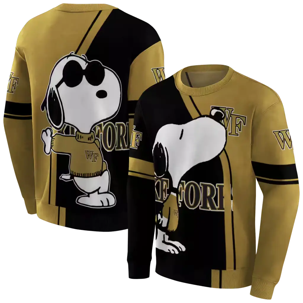 wake forest demon deacons playful snoopy gold hoodie premium grade wake forest demon deacons playful snoopy gold hoodie premium grade