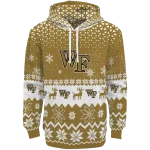 wake forest demon deacons reindeer motif gold hoodie best selling