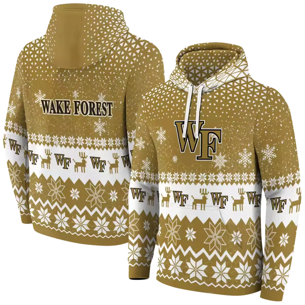 wake forest demon deacons reindeer motif gold hoodie fashion forward wake forest demon deacons reindeer motif gold hoodie fashion forward