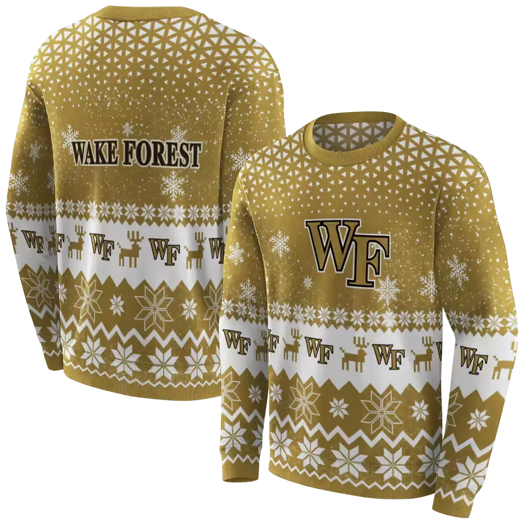 wake forest demon deacons reindeer motif gold hoodie premium grade wake forest demon deacons reindeer motif gold hoodie premium grade