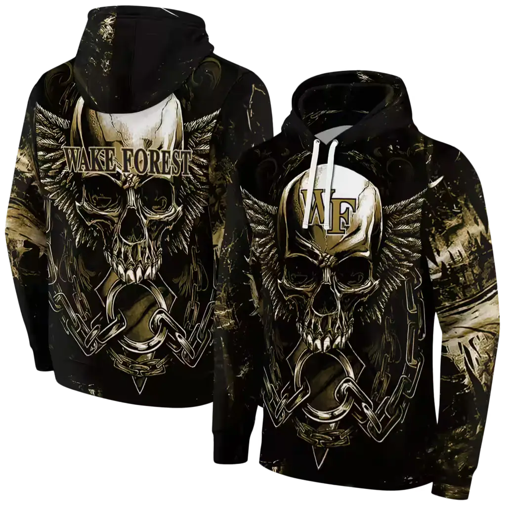 wake forest demon deacons skull artwork gold black hoodie fashion forward wake forest demon deacons skull artwork gold black hoodie fashion forward