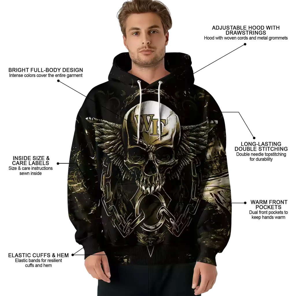 wake forest demon deacons skull artwork gold black hoodie latest model wake forest demon deacons skull artwork gold black hoodie latest model