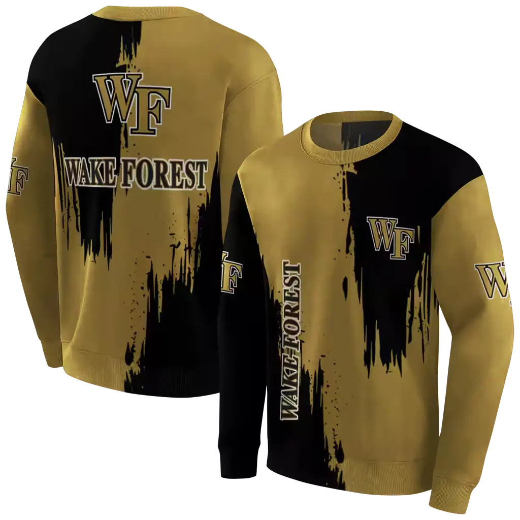 wake forest demon deacons splatter effect gold hoodie premium grade wake forest demon deacons splatter effect gold hoodie premium grade