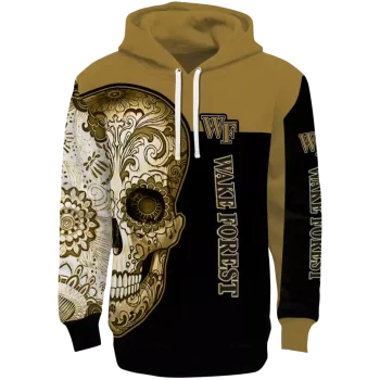 wake forest demon deacons sugar skull gold black hoodie best selling