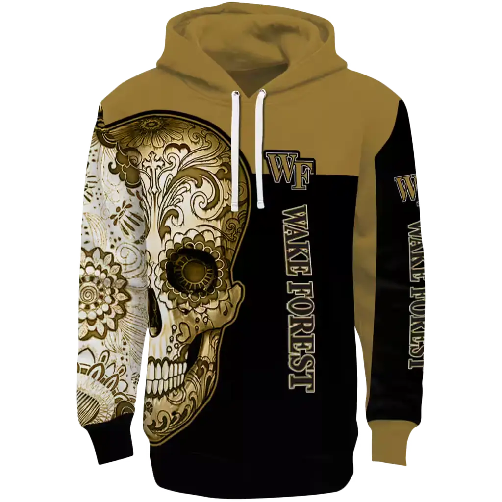 wake forest demon deacons sugar skull gold black hoodie best selling wake forest demon deacons sugar skull gold black hoodie best selling