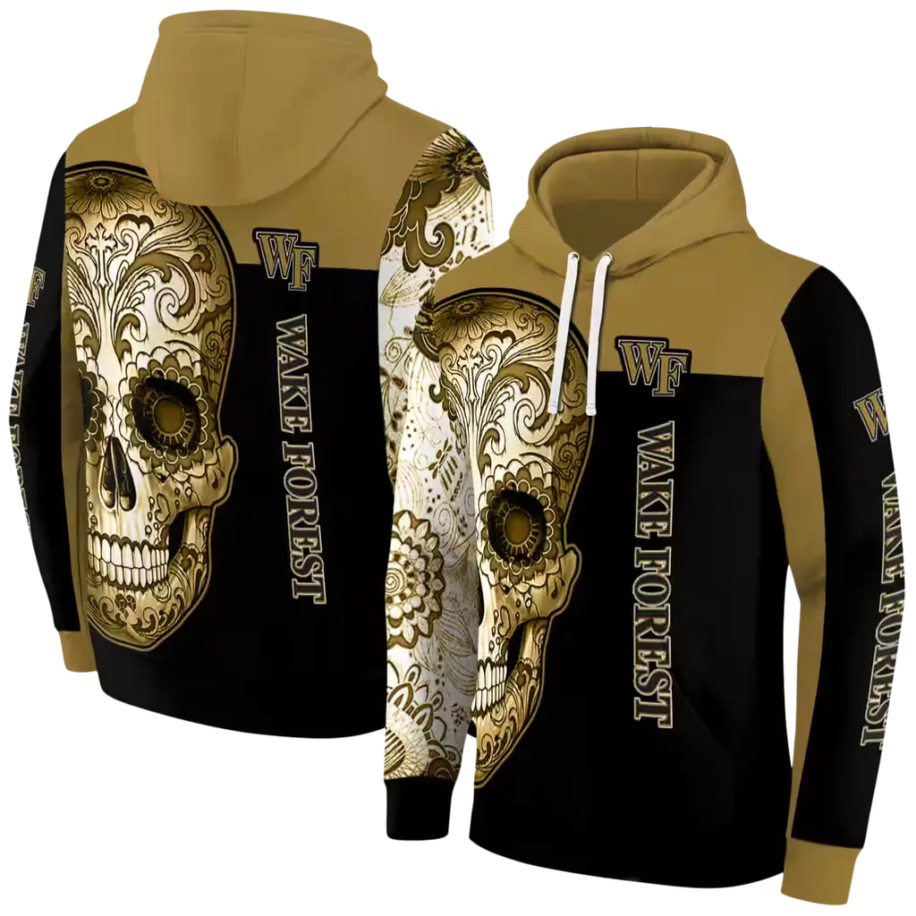 wake forest demon deacons sugar skull gold black hoodie fashion forward wake forest demon deacons sugar skull gold black hoodie fashion forward