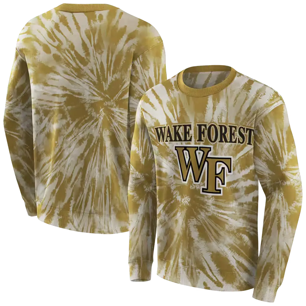 wake forest demon deacons tie dye pattern gold hoodie premium grade wake forest demon deacons tie dye pattern gold hoodie premium grade