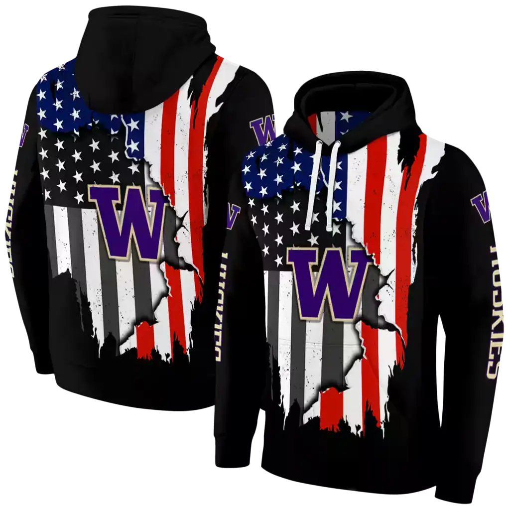 washington huskies american pride black hoodie fashion forward washington huskies american pride black hoodie fashion forward